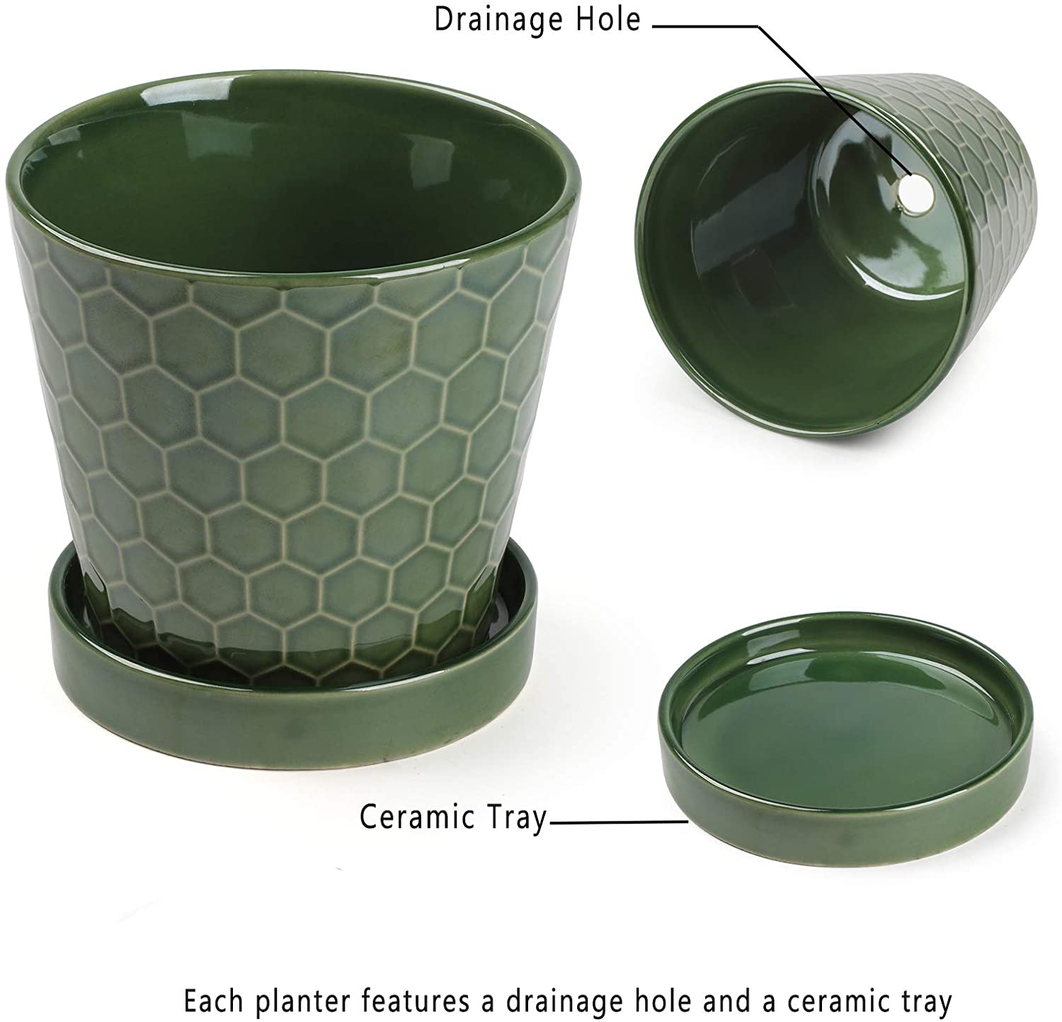 4 inch succulent pots with drainage Succulent Planter –4”+5”+6” inch Ceramic Flower Pot with Drainage Hole – TreeLen