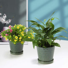 Load image into Gallery viewer, Succulent Planter –4”+5”+6” inch Ceramic Flower Pot with Drainage Holes and Ceramic Tray - Gardening Home Desktop Office Windowsill Decoration Gift Set 3 - Plants NOT Included (Patina)
