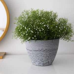 Flower Pots Outdoor Indoor Garden Planters, Plant Containers with Drain Hole, Gray, Marble Pattern (8.6 + 7.5 Inch)