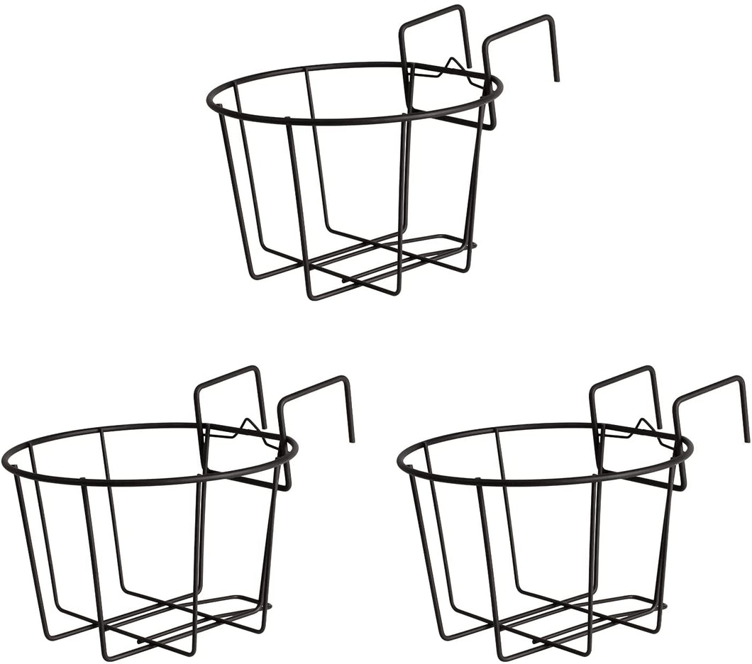 Hanging Railing Planters,Flower Pot Holder Hanger,Black Balcony Planters Railing Hanging,Metal Potted Stand Mounted for Indoor Outdoor 3 Pack