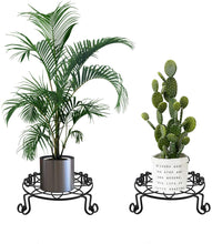 Load image into Gallery viewer, Metal Plant Stand, Heavy Duty Plant Stand for Indoor and Outdoor, Black Flower Pot Holder Display with Scroll Pattern Perfect for Home, Garden, Patio(2 Pcs)