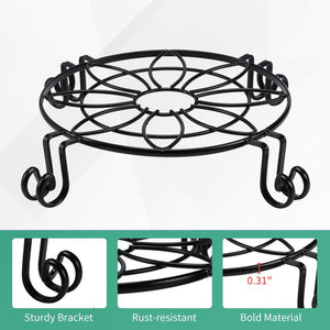 Metal Plant Stand, Heavy Duty Plant Stand for Indoor and Outdoor, Black Flower Pot Holder Display with Scroll Pattern Perfect for Home, Garden, Patio(2 Pcs)