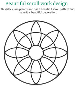 Metal Plant Stand, Heavy Duty Plant Stand for Indoor and Outdoor, Black Flower Pot Holder Display with Scroll Pattern Perfect for Home, Garden, Patio(2 Pcs)
