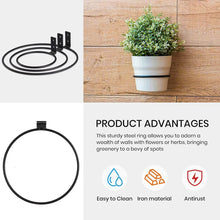 Load image into Gallery viewer, Flower Plant Holder Ring Wall Mounted,4 Inch Plant Wall Hanger Rings,Metal Plant Holders Wall Planter Hook 3 Pack Black