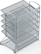 Load image into Gallery viewer, 6 Trays Desktop Document Letter Tray Organizer, Silver  File Folder Racks &amp; File Folder Holders