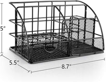 Load image into Gallery viewer, Desk Organizer, Mesh Office Supplies Desk Accessories, Features 5 Compartments + 1 Mini Sliding Drawer(Black)