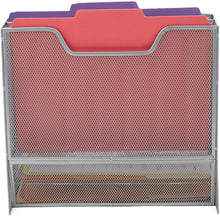 Load image into Gallery viewer, File Folder Racks &amp; File Folder Holders MESHBOX5-SIL 5 Compartment Mesh Desk Storage Organizer, Silver