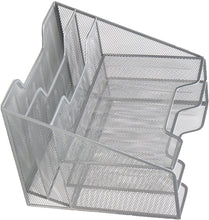 Load image into Gallery viewer, File Folder Racks &amp; File Folder Holders MESHBOX5-SIL 5 Compartment Mesh Desk Storage Organizer, Silver