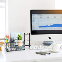 Load image into Gallery viewer, Desk Organizer, Mesh Office Supplies Desk Accessories, Features 5 Compartments + 1 Mini Sliding Drawer(Dark Gray)