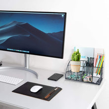 Load image into Gallery viewer, Desk Organizer, Mesh Office Supplies Desk Accessories, Features 5 Compartments + 1 Mini Sliding Drawer(Dark Gray)