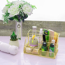 Load image into Gallery viewer, Gold Desk Organizer, AUPSEN Mesh Office Supplies Desk Accessories, Features 5 Compartments + 1 Mini Sliding Drawer