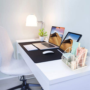 Desk Organizer, Mesh Office Supplies Desk Accessories, Features 5 Compartments + 1 Mini Sliding Drawer(White)