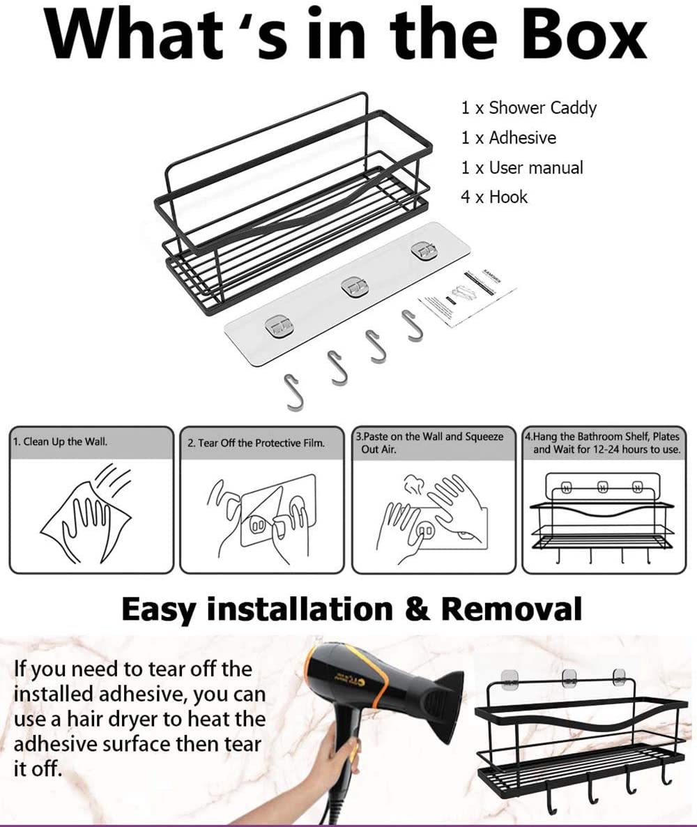 Shower Caddy Basket Shelf with Hooks for Hanging Sponge and Razor,Sham –  TreeLen