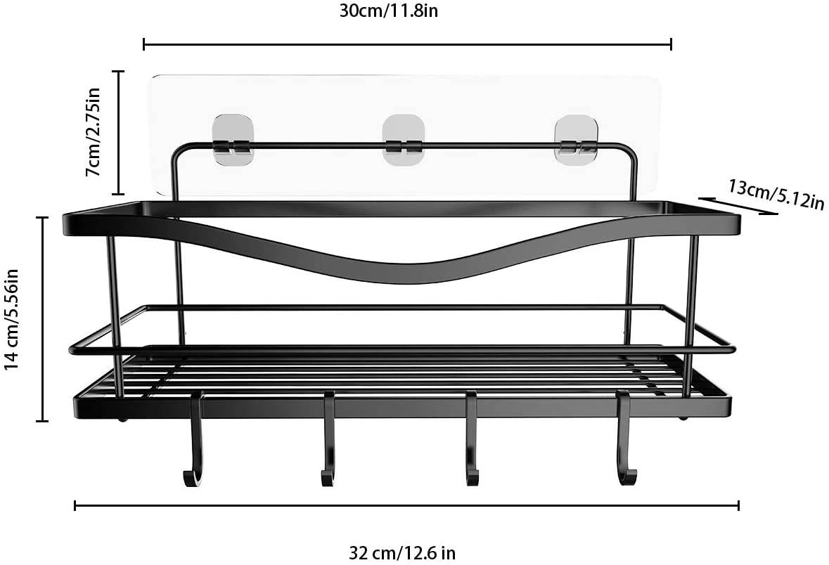 Adhesive Shower Caddy Shelf Shower Organizer Basket Wall with 4 Hooks –  TreeLen