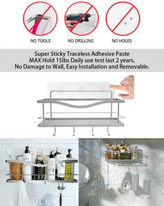 Adhesive Shower Caddy Basket Bathroom Shelf Organiser Wall Mounted Spices  Storage Rack No Drilling Shower Shelf Bath Essentials Makeups Shampoo Holder