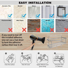 Load image into Gallery viewer, Shower Caddy Basket Shelf with Hooks for Hanging Sponge and Razor,Shampoo Holder Organizer,No Drilling Adhesive Wall Mounted Bathroom Shelf,Rustproof SUS304