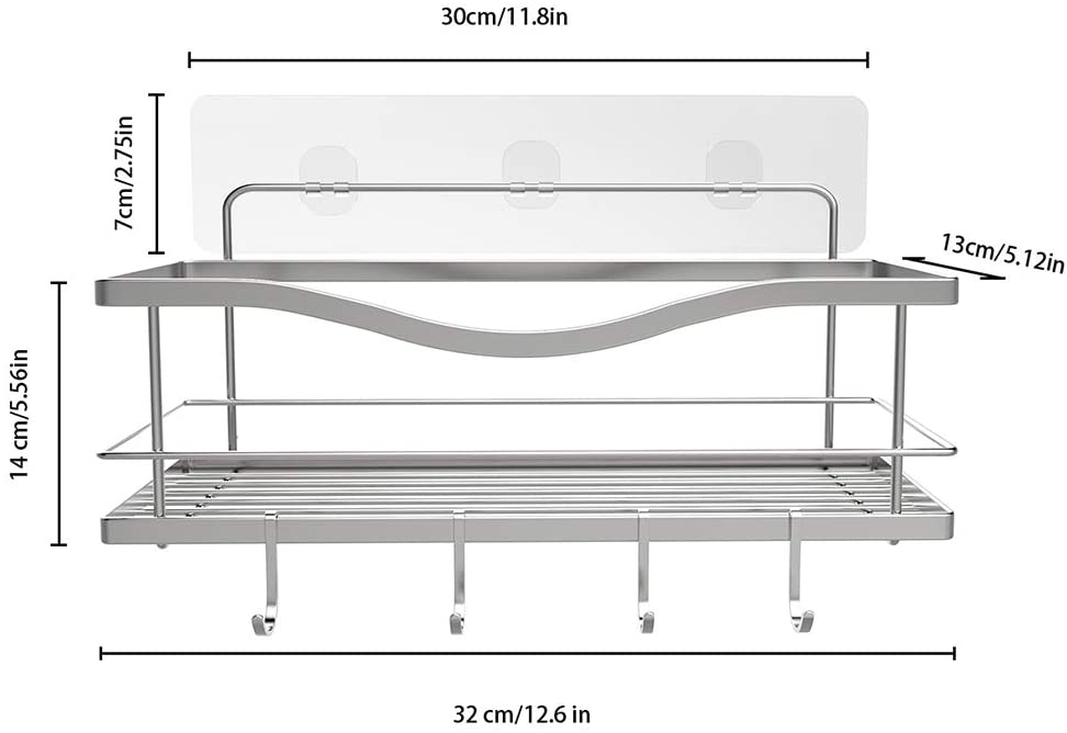 Oumilen Over Head Shower Caddy Basket with Hooks, 3 Layers Bathroom Storage Rack Shelf, PSHK081