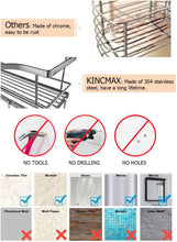 Load image into Gallery viewer, Shower Caddy Bathroom Shelf, No Drilling Traceless Adhesive Bathroom Storage Organizer, SUS304 Rustproof Food Storage Basket, 2-in-1 Kitchen Spice Racks-2 Pack (Polished Silver)