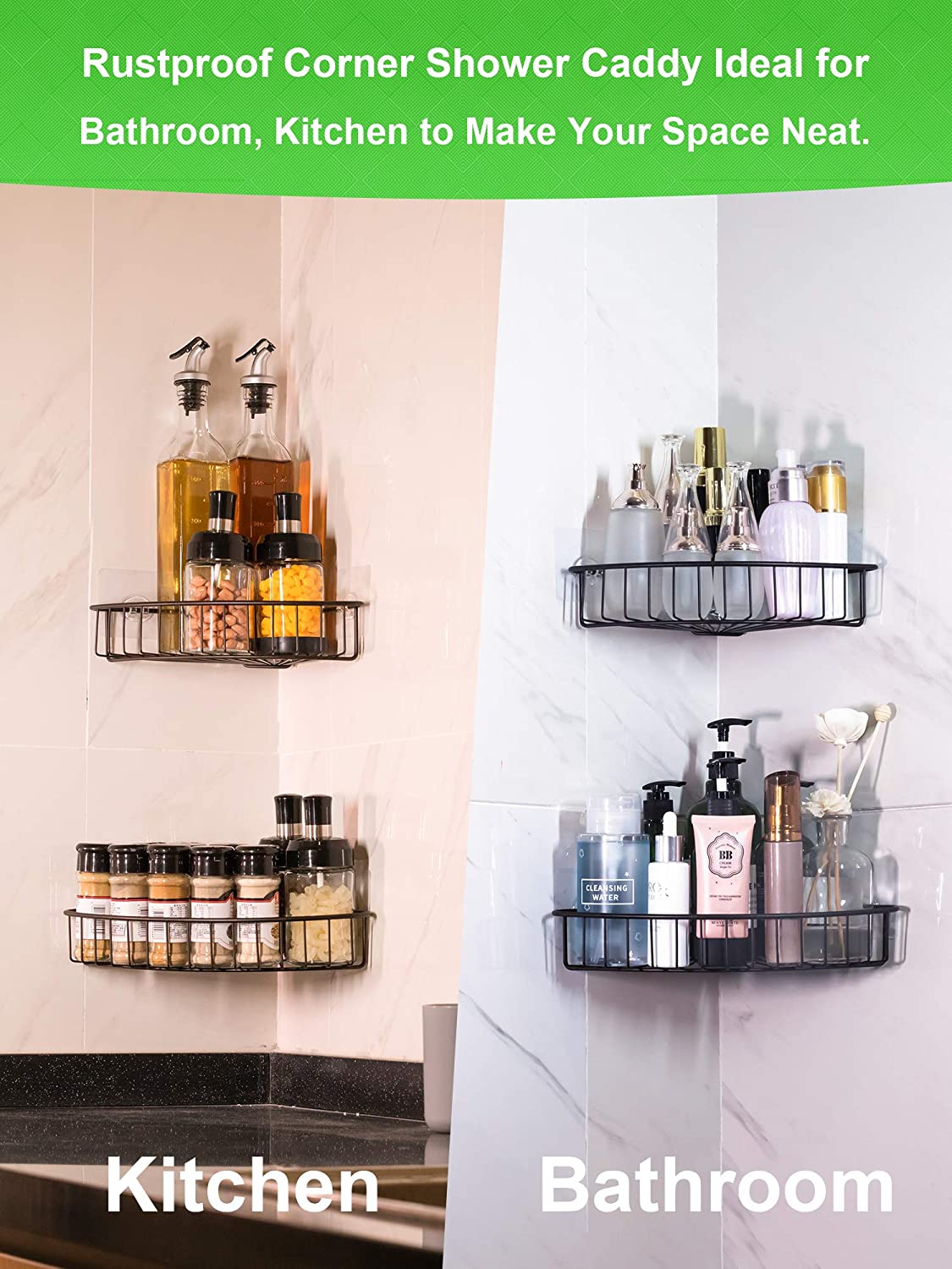 SMARTAKE 2-Pack Shower Caddy, Combined Bathroom Shelf with Soap