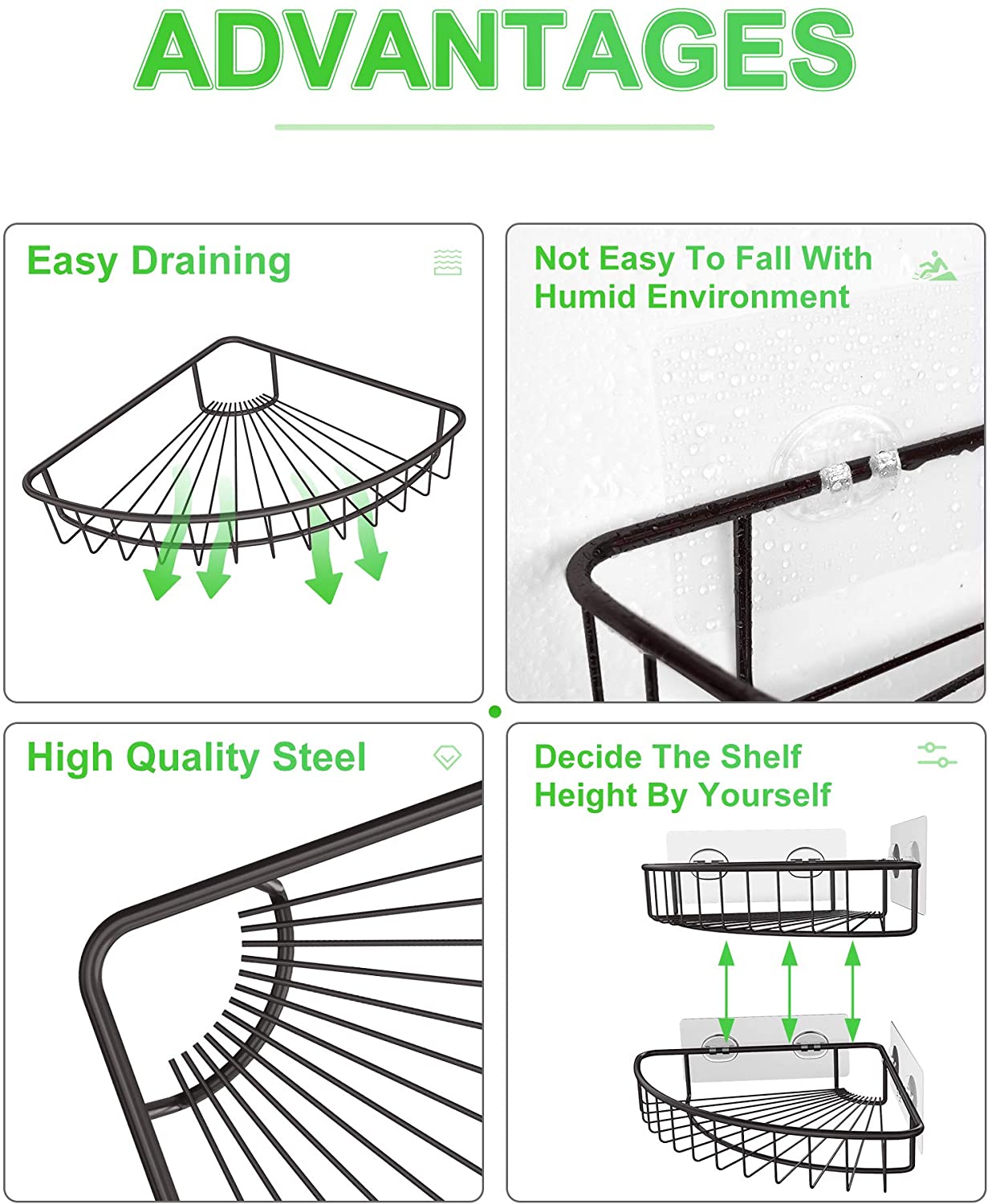 2-Pack Corner Shower Caddy, SUS304 Stainless Steel, Wall Mounted Bathr –  TreeLen