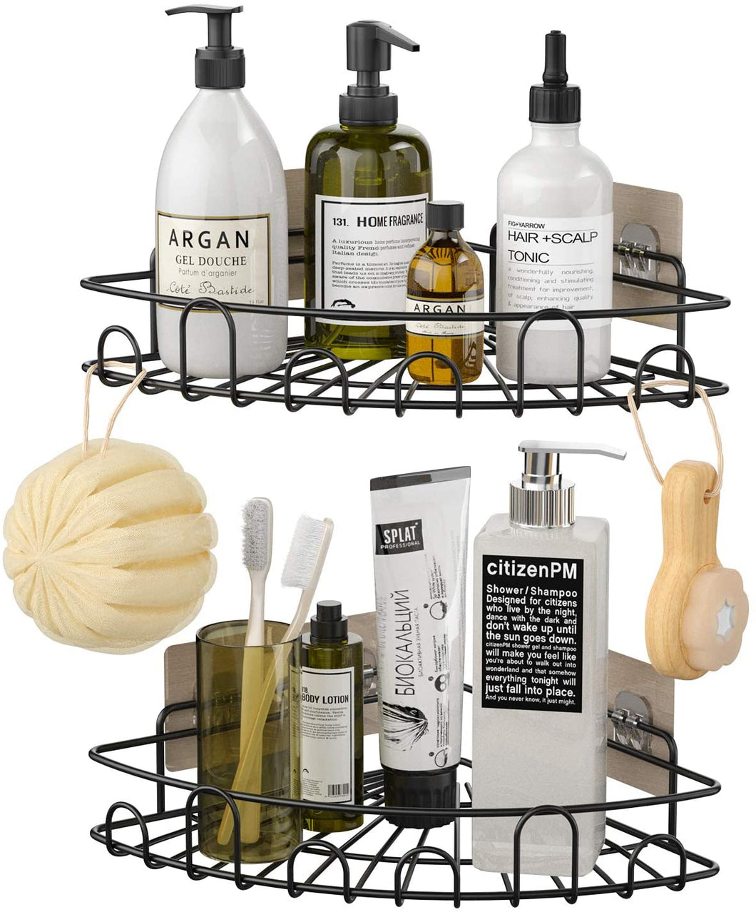 Adhesive Shower Caddy Shelf Shower Organizer Basket Wall with 4 Hooks –  TreeLen