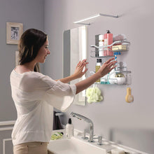 Load image into Gallery viewer, Shower Caddy Shower Storage Rack with 11 Hooks for Hanging Shower Ball and Razor, Shampoo Holder Organizer No Drilling Shower Shelf with 4 Traceless Adhesive Hooks
