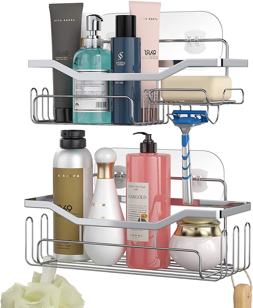 3-Pack Shower Caddy Basket Shelf with Soap Holder, No Drilling Traceless  Adhesive Shower Wall Shelves, Rustproof Black Bathroom Shower Storage