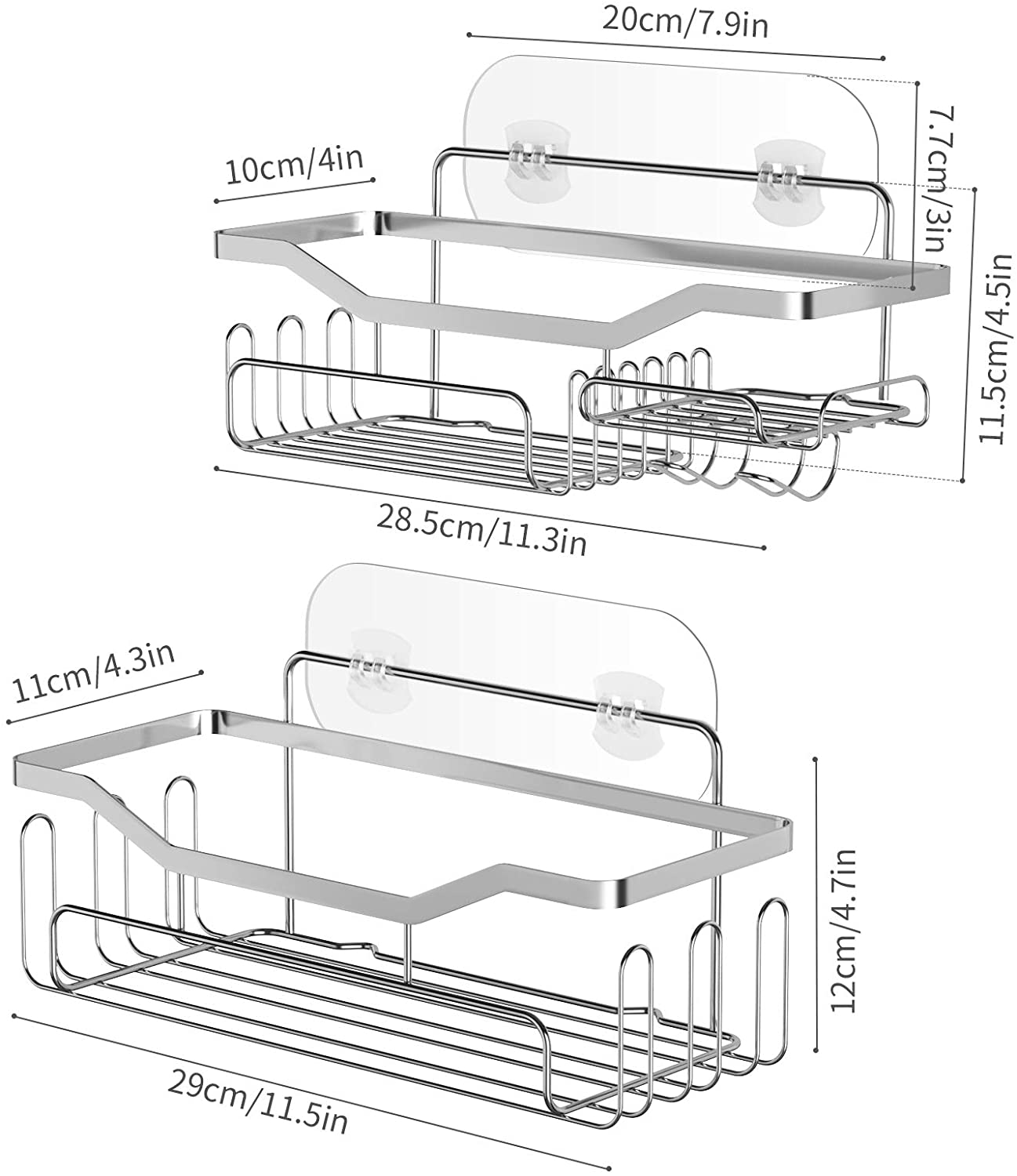 HapiRm Shower Caddy Shower Storage Rack with 11 Hooks for Hanging Shower Ball and Razor, Shampoo Holder Organizer No Drilling Shower Shelf with 4