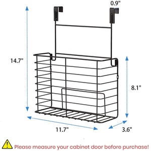 2PK- Kitchen Cabinet Organizer for Cutting Boards Over The Cabinet Organizer Wall Door Mount Foil Holders Rack for Kitchen Bathroom Pantry-Bronze