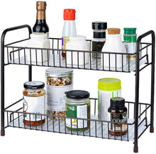 Load image into Gallery viewer, Spice Rack Organizer for Countertop 2 Tier Counter Shelf Standing Holder Storage for Kitchen Cabinet-Bronze
