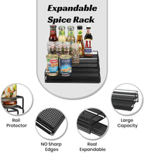 Load image into Gallery viewer, Organizer Spice Racks 3 Tier Expandable Spice Rack Organizer for Cabinet Kitchen Shelf Organizers Step Holder Riser for Pantry Bathroom-Black