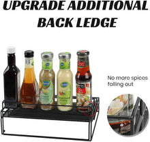 Load image into Gallery viewer, Organizer Spice Racks 3 Tier Expandable Spice Rack Organizer for Cabinet Kitchen Shelf Organizers Step Holder Riser for Pantry Bathroom-Black