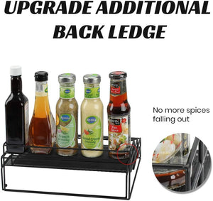 Organizer Spice Racks 3 Tier Expandable Spice Rack Organizer for Cabinet Kitchen Shelf Organizers Step Holder Riser for Pantry Bathroom-Black