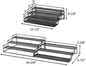 Organizer Spice Racks 3 Tier Expandable Spice Rack Organizer for Cabinet Kitchen Shelf Organizers Step Holder Riser for Pantry Bathroom-Black