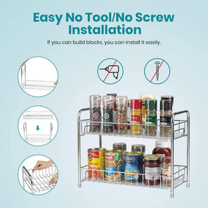 2PK-Spice Rack Organizer for Countertop Metal Wire 2 Tier Spice Organi –  TreeLen