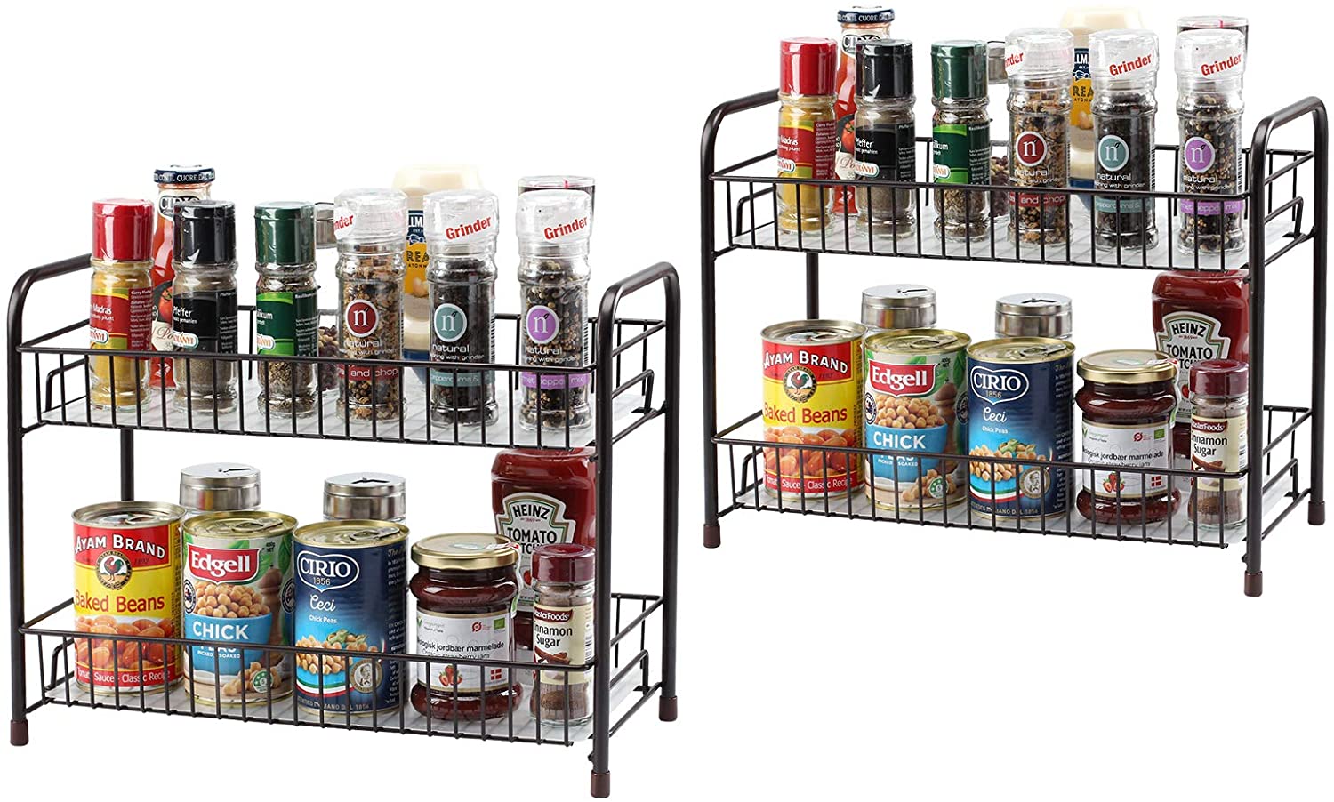 BBV Sliding Spice Rack Organizer - Double Layer Metal Chrome, Pull-Out Cabinet Organizer (5 Inch)