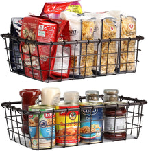 Load image into Gallery viewer, 2PK-Wire Storage Basket for Kitchen Pantry Bathroom Large Metal Farmhouse Food Fruit Produce Organizer Bins for Cabinet Freezer Shelves-Bronze