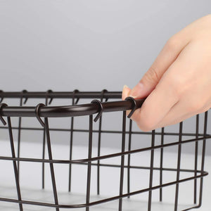 2PK-Wire Storage Basket for Kitchen Pantry Bathroom Large Metal Farmhouse Food Fruit Produce Organizer Bins for Cabinet Freezer Shelves-Bronze