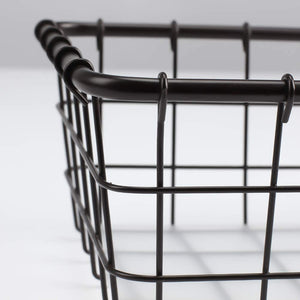 2PK-Wire Storage Basket for Kitchen Pantry Bathroom Large Metal Farmhouse Food Fruit Produce Organizer Bins for Cabinet Freezer Shelves-Bronze