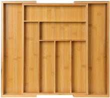 Load image into Gallery viewer, amboo Expandable Drawer Organizer for Utensils Holder, Adjustable Cutlery Tray, Wood Drawer Dividers Organizer for Silverware, Flatware, Knives in Kitchen, Bedroom