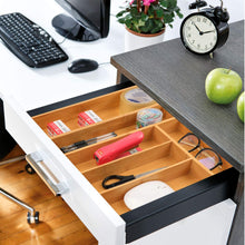 Load image into Gallery viewer, amboo Expandable Drawer Organizer for Utensils Holder, Adjustable Cutlery Tray, Wood Drawer Dividers Organizer for Silverware, Flatware, Knives in Kitchen, Bedroom