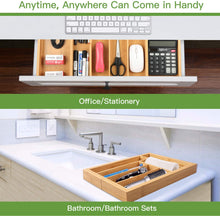 Load image into Gallery viewer, amboo Expandable Drawer Organizer for Utensils Holder, Adjustable Cutlery Tray, Wood Drawer Dividers Organizer for Silverware, Flatware, Knives in Kitchen, Bedroom