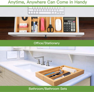 amboo Expandable Drawer Organizer for Utensils Holder, Adjustable Cutlery Tray, Wood Drawer Dividers Organizer for Silverware, Flatware, Knives in Kitchen, Bedroom