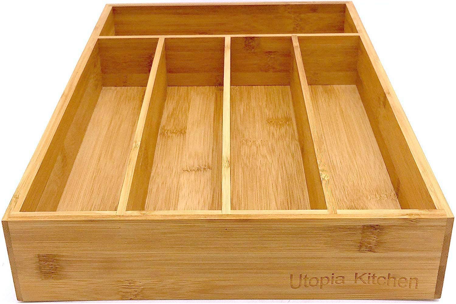 Kitchen Bamboo Silverware Organizer- 5 Compartments - Bamboo Drawer Or –  TreeLen