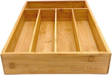 Load image into Gallery viewer, Kitchen Bamboo Silverware Organizer- 5 Compartments - Bamboo Drawer Organizer - Bamboo Hardware Organizer (1-Pack)