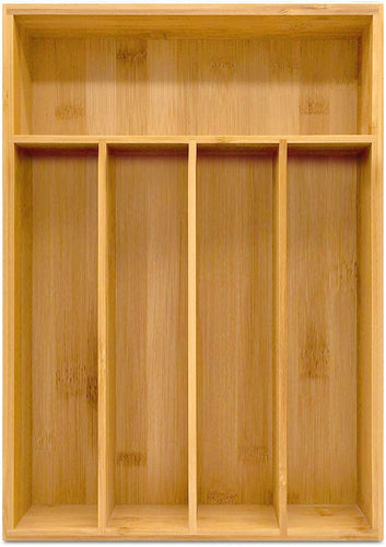 Kitchen Bamboo Silverware Organizer- 5 Compartments - Bamboo Drawer Organizer - Bamboo Hardware Organizer (1-Pack)