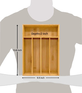 Kitchen Bamboo Silverware Organizer- 5 Compartments - Bamboo Drawer Organizer - Bamboo Hardware Organizer (1-Pack)