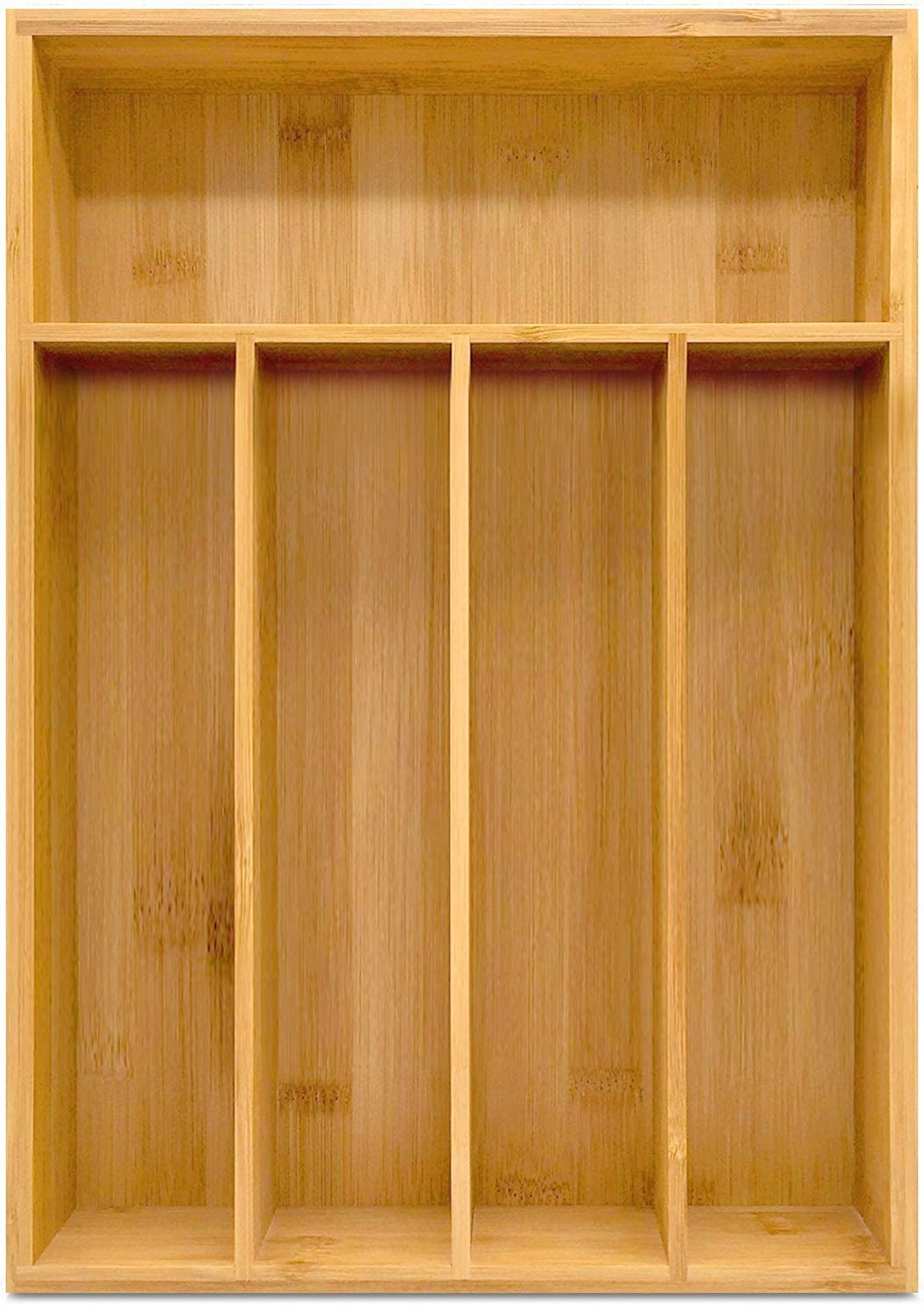 Kitchen Bamboo Silverware Organizer- 5 Compartments - Bamboo Drawer Organizer - Bamboo Hardware Organizer (1-Pack)