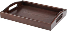 Load image into Gallery viewer, Wooden Tray Rectangle Rustic Coffee Table Tray Butler Serving Tray with Handle for Coffee Table Ottoman Eating and Food Drink Serving with Handle 16x12 inch