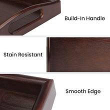 Load image into Gallery viewer, Wooden Tray Rectangle Rustic Coffee Table Tray Butler Serving Tray with Handle for Coffee Table Ottoman Eating and Food Drink Serving with Handle 16x12 inch